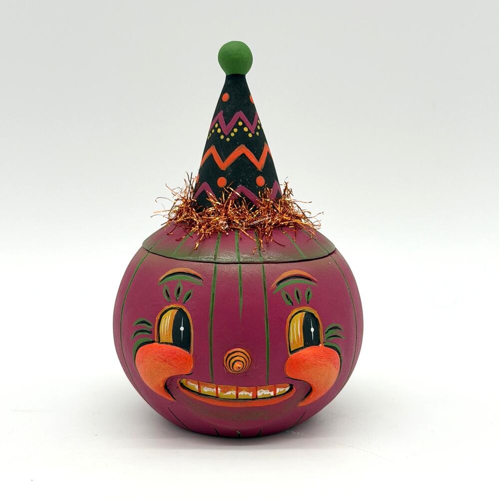 Bethany Lowe Johanna Parker Jackie Plum -O-Ween Purple Pumpkin Jar Halloween NEW